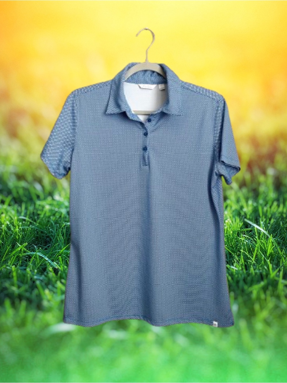 Lady Hagen women’s jacquard golf polo blue & white optic sz Large